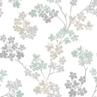 Art For the Home Vliestapete "Blumen" geblümt glatt Grün/Grau - 10m x 52cm