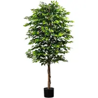 Creativ Green Kunstpflanze "Ficus benjamini" mit Naturstamm