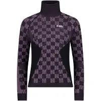 Mons Royale Womens Ascender Merino Base Layer Mock Neck Long Sleeve mauve / black (914) XS