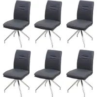 Mendler 6er-Set Esszimmerstuhl MCW-H70, Küchenstuhl Lehnstuhl Stuhl, Stoff/Textil Edelstahl gebürstet dunkelgrau
