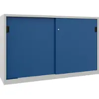 PAVOY Schiebetürenschrank, 1200x2000x600 mm, 4 Böden verzinkt, RAL 7035/5010
