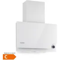 Klarstein Amelia - Dunstabzugshaube, Kopffrei-Haube, flaches Design, 128 W, 586,9 m³/h, LED-Beleuchtung: 3 W, 3 Leistungsstufen, beleuchteter Touch-Drehregler, 60 x 47 x 23,5 cm weiß