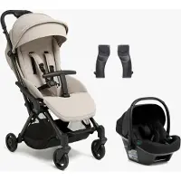 Beemoo Easy Fly Lux 4 Buggy inkl. Route i-Size Babyschale, Sand Beige/Black Stone