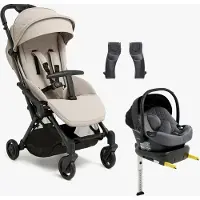 Beemoo Easy Fly Lux 4 Buggy inkl. Route i-Size Babyschale & Basis, Sand Beige/Mineral Grey