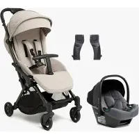 Beemoo Easy Fly Lux 4 Buggy inkl. Route i-Size Babyschale, Sand Beige/Mineral Grey