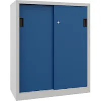 PAVOY Schiebetürenschrank, 1200x1000x600 mm, 2 Böden verzinkt, RAL 7035/5010