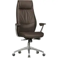 KADIMA DESIGN Chefsessel "Temza" Echtleder, Aluminium, 3-Stufen Synchronmechanik, bis 120 kg, 8 Stunden. Braun, 67x58x125 cm |