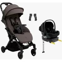 Beemoo Easy Fly Lux 4 Buggy inkl. Route i-Size Babyschale & Basis, Gull Grey/Black Stone