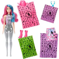 Barbie JCP01 - Barbie - Color Reveal - Disco Star Puppe mit 6 Überraschungen
