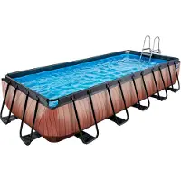 Exit Wood Rahmenpool 540x250x100cm, Aufstellpool, mit Sandfilteranlage, Rechteckig, Braun