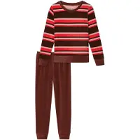 Schiesser Schlafanzug "Comfort Nightwear" Baumwollmischung, Rundhals-Ausschnitt, langärmelig, Velour-Qualität