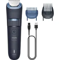 Philips Beard Trimmer 3000 Series BT3665/15 Bartpflege mit Metallklingen, Keine Wartung – muss nicht geölt werden, Akku, Selbstschärfende Rollen, Schwarz