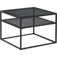 Wohnling Couchtisch Glas Metall Schwarz 60x60x45 cm Quadratischer Wohnzimmertisch Modern mit Ablage Beistelltisch Sofatisch Glastisch Klein