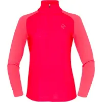 Norrøna - Oberteil aus Merinowolle - Femund PureUll Zip Neck W Watermelon für Damen aus Wolle - Größe M - Rosa