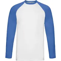 Fruit Of The Loom - "Baseball" T-Shirt für Herren Langärmlig (Weiß/Königsblau)
