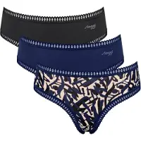 Sloggi Slip "Slip GO Crush Hipster C3P 3er Pack", Damen, Gr. XL, bunt (blau, schwarz), Obermaterial: 95% Baumwolle CO. 5% Elasthan EL., Unterhosen Slip
