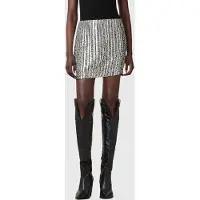 AllSaints Jamilia Emb Skirt Silver Größe: 8 | Miniröcke Outlet | Damen | Grau