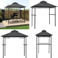 The Living Store BBQ-Pavillon 240x150x255 cm Anthrazit Stahl