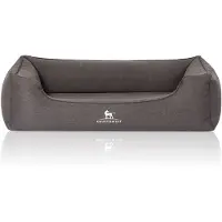 Knuffelwuff Orthopädisches Hundebett Leano aus Velours mit Handwebcharakter XXL 120 x 85cm Schwarz