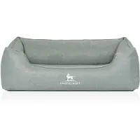 Knuffelwuff Orthopädisches Hundebett Luisa aus Velours mit feinem Handwebcharakter Sunshine Edition M-L 85 x 63cm Petrol