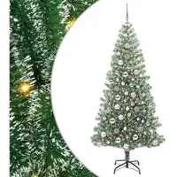 vidaXL Künstlicher Weihnachtsbaum Beschneit mit LED Licht 180 cm 3396817