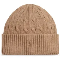 Ralph Lauren Unisex. 323980663008 Mütze aus Baumwolle mit braunem Zopfmuster (S/M), Beige, Lässig
