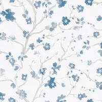 Superfresco Vliestapete geblümt aufgeschäumt Uni Blau - 10mx53cm