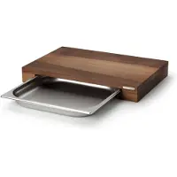 Continenta Schneidebrett "Walnuss", braun (holzfarben), B:32,5cm H:7cm L:48cm, Edelstahl, Massivholz, Schneidebretter, Schneidebrett, mit Schublade