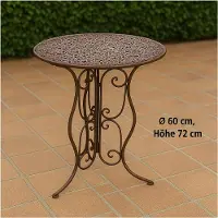 HTI Runder Gartentisch Modell Lani aus Metall, Antik, Ø 60 cm, 72 cm hoch