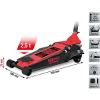Ks Tools performance Hydraulischer Stahl-Wagenheber, 2500 kg, flach, Hubhöhe: 75-510 mm