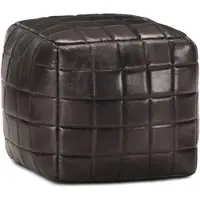 vidaXL Pouf Schwarz 40 x 40 x 40 cm Echtes Ziegenleder