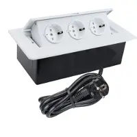 TecLines TES011W 3-fach Einbausteckdose mit 3m Kabel, weiss