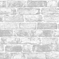 Art For the Home Papiertapete "Backsteinwand" Steinoptik glatt Weiβ - 10mx53cm