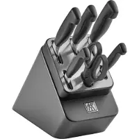 Zwilling Selbstschärfender Messerblock, 7-tlg | Kautschuk-Holz | Grau **** VIER STERNE Anthrazit