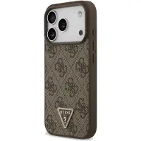 GUESS Etui Leder 4G Triangle Strass Magsafe Na Iphone 17 Pro - Brzowe