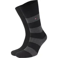 Tommy Hilfiger 2-Pack Socken Streifen Uni Schwarz