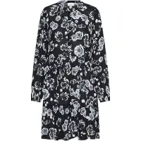 Kaffe Midikleid "Damen Kleid KAevity", Damen, Gr. 36, N-Gr, schwarz (schwarz, weiß rose), Obermaterial: 100% Viskose LENZING ECOVERO CV LenzEcov., Kleider Midikleid