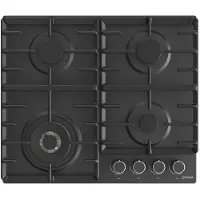 Gorenje Gaskochfeld GW642AB 60 cm mit Wokbrenner, Gusseisen-Gitterrosten und einhändiger Zündung
