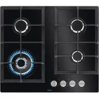 AEG HKB64420NB, Schwarz, Integriert, 60 cm, Gaskochfeld, Glas, 4 Zone(n)
