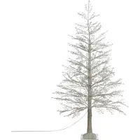 Beliani Outdoor LED Weihnachtsbeleuchtung Weiß PVC u. Metall 180 cm in Baumform mit Stromanschluss zum Aufstellen Außen Deko Adventsdekoration