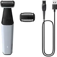 Philips BODYGROOM Series 3000 BG3007/01 Wasserfester Trimmer für Körper und Intimbereich, Nass & Trocken, Keine Wartung - ölungsfrei, Keine Wartung – muss nicht geölt werden, Akku, Schwarz, Grau