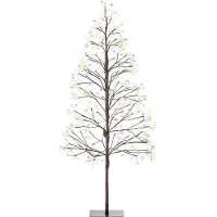 Beliani Outdoor LED Weihnachtsbeleuchtung Braun PVC u. Metall 150 cm in Baumform mit 9 Modi Stromanschluss zum Aufstellen Außen Deko Adventsdekoration