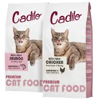 Cadilo Adult Grain Free Probierpaket (2 Geschmacksrichtungen) - premium getreidefreies Katzenfutter | 2 kg Fresh Chicken + 2 kg Fresh Salmon