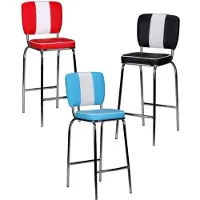 FineBuy 4er Set Barhocker American Diner Rot 50er Jahre Retro Barstuhl Sitzfläche mit Rücken-Lehne Fußstütze Sitzhöhe 76 cm