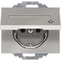 Berker Steckdose SCHUKO mit Klappdeckel und Beschriftungsfeld K.5 Edelstahl Rostfrei