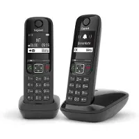 Gigaset AS690 Duo, Analoges/DECT-Telefon, Kabelloses Mobilteil, 100 Eintragungen, Schwarz