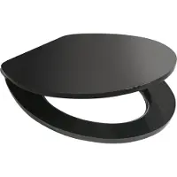 Beliani WC-Sitz Schwarz Glänzend MDF 48 x 38 cm Standard O-Form Oval Lochabstand 16 cm mit Deckel Abstandshaltern Befestigung von Unten WC-Brille