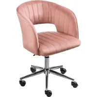 Beliani Bürostuhl Rosa Samtstoff mit Armlehnen Höhenverstellbar Rollbar Drehbar Home-Office Büro Arbeitszimmer Ausstattung Sitzmöbel Arbeitshocker