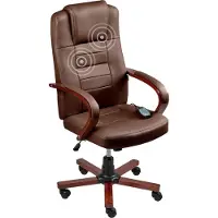 Beliani Bürostuhl Dunkelbraun Echtleder Gesteppt mit Massagefunktion Heizfunktion Wippmechanik Höhenverstellbar Büro Arbeitszimmer Modernes Design