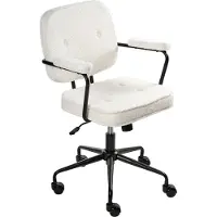 Beliani Bürostuhl Cremeweiß Bouclé mit Gebremsten Rollen Armlehnen Höhenverstellbar Klassisch Retro Arbeitsstuhl Home-Office Wohnzimmer